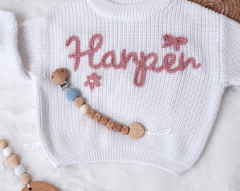 Personalized Name Pacifier Clip, Wooden Dummy Clip, Baby Shower Gift