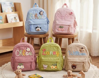 Zaino personalizzato ricamato per bambini, grazioso zaino scolastico, regalo per il primo giorno di scuola, regalo per neonati.