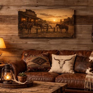 Western Sunset Horses canvas II