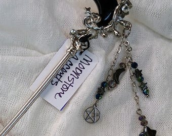 Obsidian Moon Metal Hair Stick