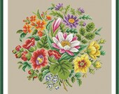 Berlin Woolwork Multifloral Bouquet 2 Antique Bouquet Cross Stitch PDF Pattern