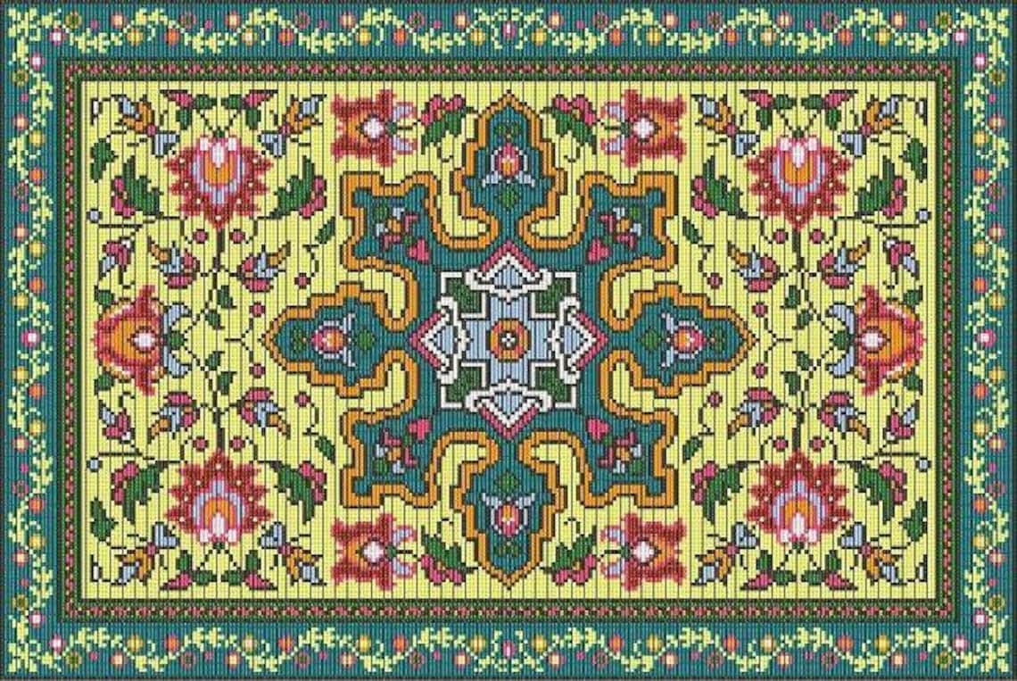 French Vintage Rug Bead Loom Tapestry Pattern Chart PDF Etsy