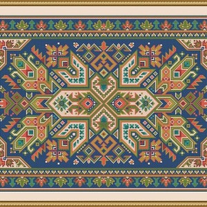 Large Antique Rug Rectangular Shape Motif 2 Counted Cross Stitch Pattern PDF