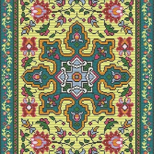 Französischer Vintage Teppich Bead Loom Tapestry Pattern Chart PDF
