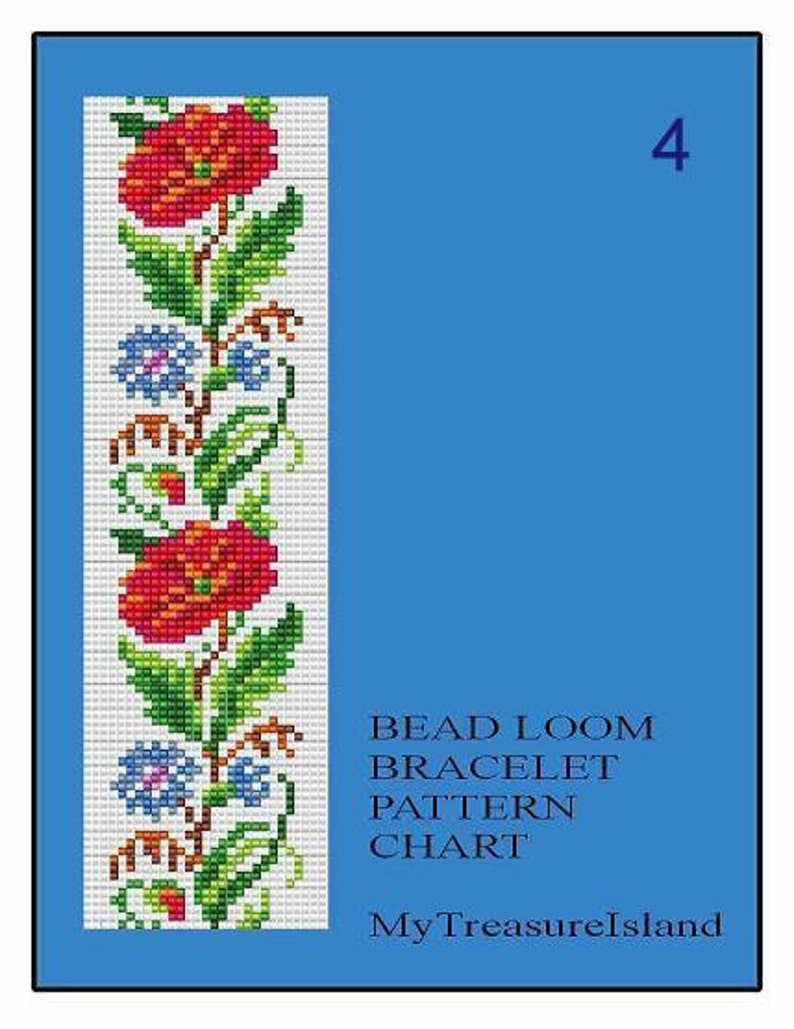 Download Bead Loom Floral Border 3 4 5 Multi-Color Bracelet Patterns | Etsy