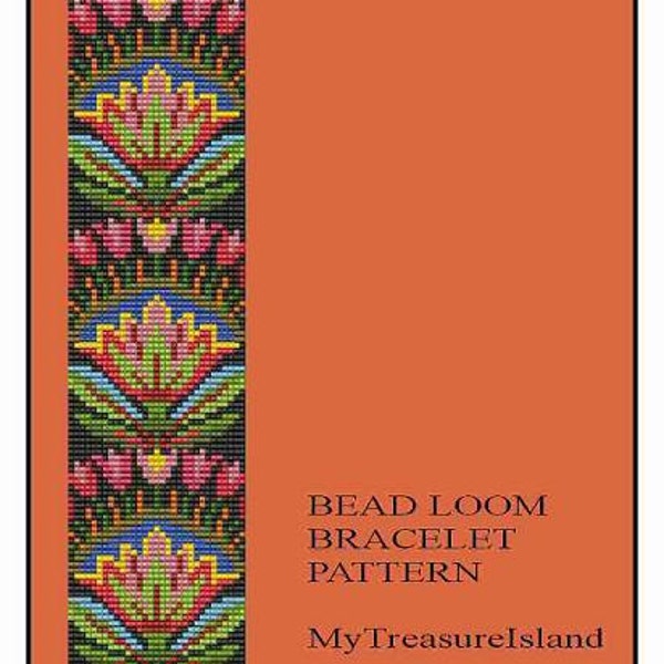 Bead Loom Folk Art Flowers Motif 1 Bracelet Pattern PDF