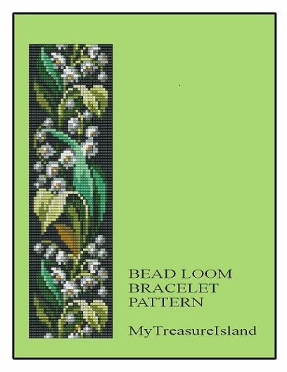 Bead Loom Bracelet Lily of the Valley Flowers Pattern PDF