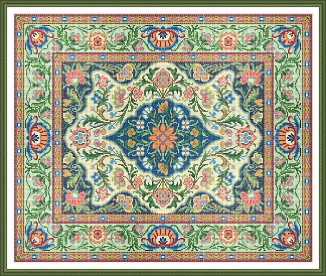 Oriental Rug Patterns.pdf Oriental Vintage Floral Rug 2 Adaptation Counted Cross Stitch Pattern ...