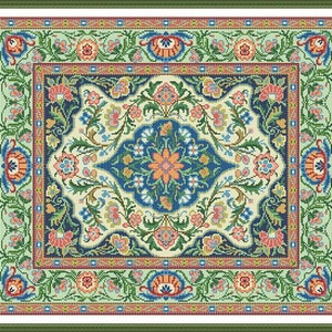 Oriental Vintage Floral Rug 2 Adaptation Counted Cross Stitch Pattern PDF