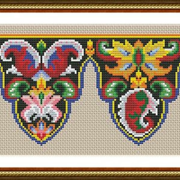 Antique Pelmet Border Panel Motif 1, 2, 3, 4 Door Window Panel Motif Curtain Repeating Motif Decorative Border Cross Stitch Patterns PDF