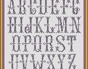 Antique Letters Alphabet All Letters Monograms 6 Designs Counted Cross Stitch Pattern PDF