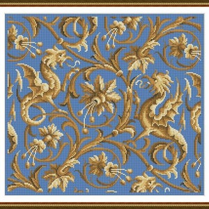 Almohada cuadrada antigua, tapiz cuadrado, alfombra cuadrada Dragones antiguos Motivo Adaptación Alfombra grande Tapiz de punto de cruz contado Patrones PDF
