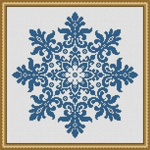 Snowflake Cross Stitch Pattern Floral Snowflake Monochrome Vintage Snowflake Counted Cross Stitch/Filet Crochet Pattern PDF