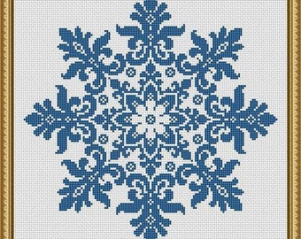 Snowflake Cross Stitch Pattern Floral Snowflake Monochrome Vintage Snowflake Counted Cross Stitch/Filet Crochet Pattern PDF