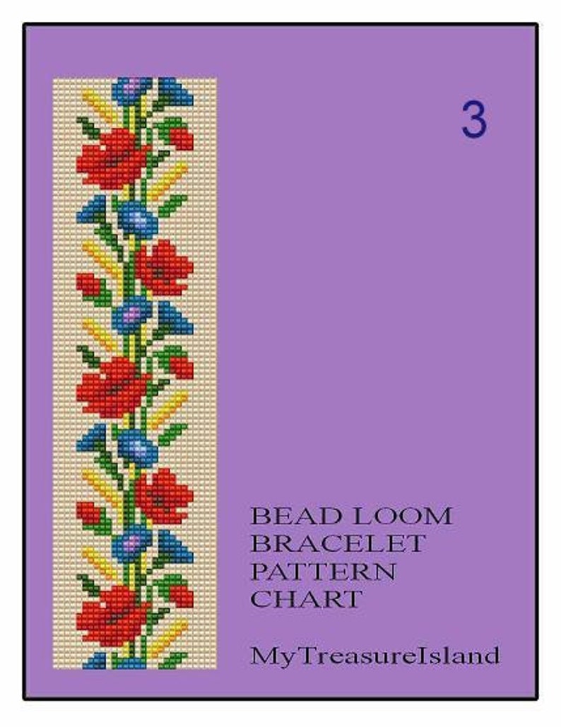 Download Bead Loom Floral Border 3 4 5 Multi-Color Bracelet Patterns | Etsy