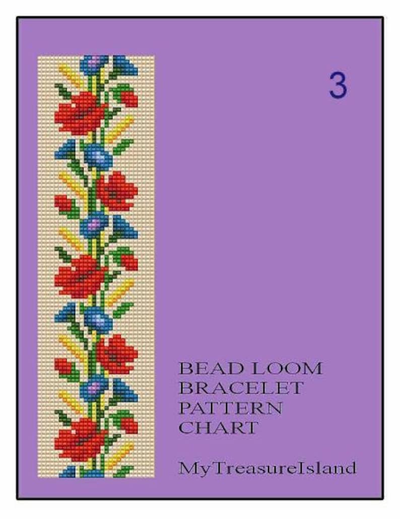 Download Bead Loom Floral Border 3 4 5 Multi-Color Bracelet Patterns | Etsy