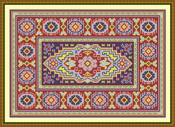 Rectangular Rug Carpet Pattern Large Antique Rug Rectangular Shape Motif 4 Counted Cross Stitch ...