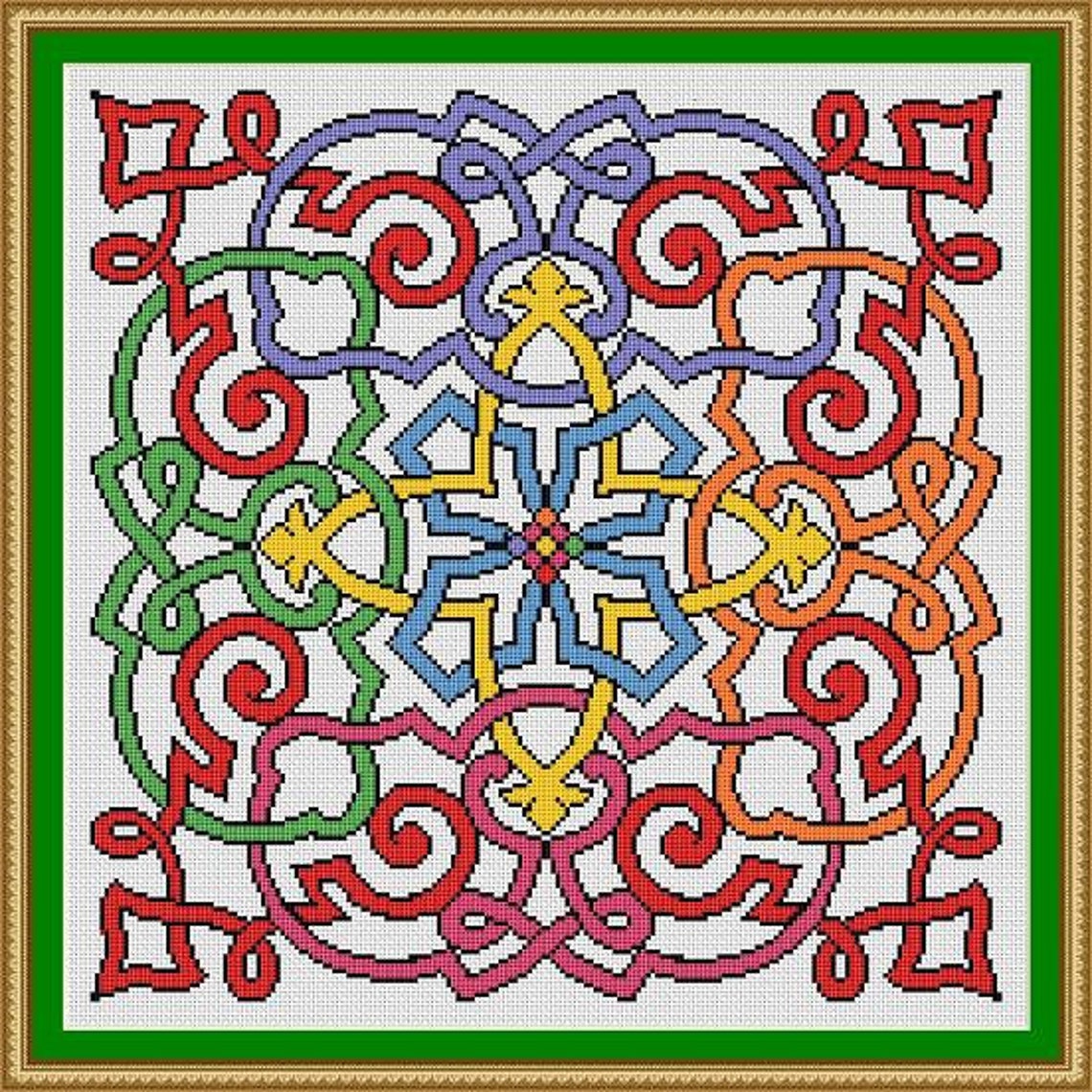 Celtic Square Design Pattern Antique Rug Celtic Square Design Large Rug Adaptation Counted Cross ...