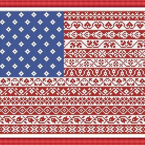 American Flag Cross Stitch Pattern Stars and Stripes Repeating Borders Design PDF Instant Download Pattern image 3