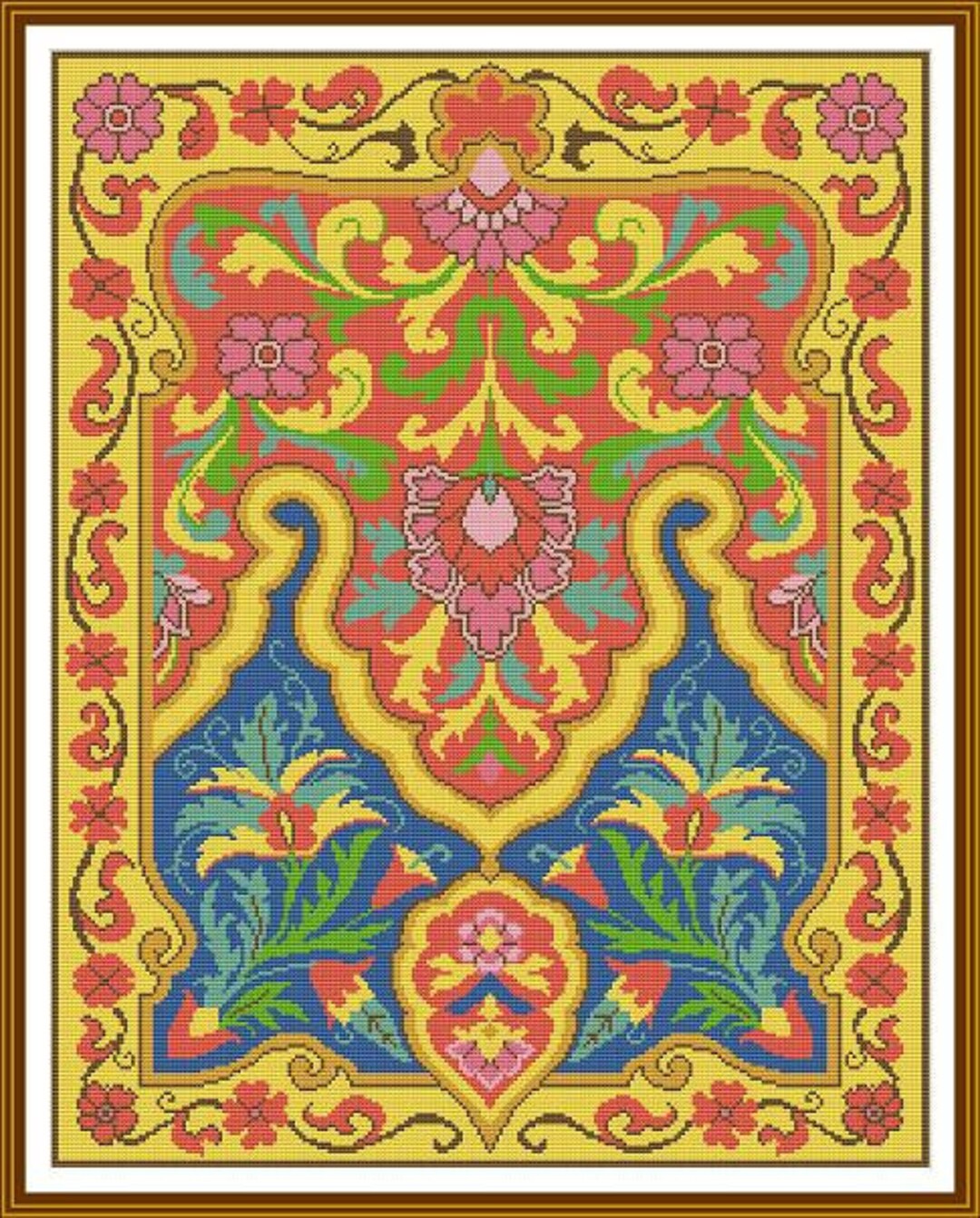 Antique Rug Rectangle Design 1 Large Floral Rug Adaptation Counted ...
