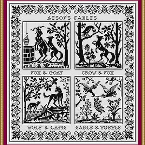 Kreuzstich Sampler Aesop es Fables Monochrome Sampler 1 ODER 2 KreuzstichMuster PDF