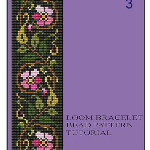 Bead Loom Vintage Floral Border 1, 2, 3 Multi-Color Bracelet Pattern PDF