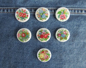 Floral Bouquet 1 inch Pin Brooch