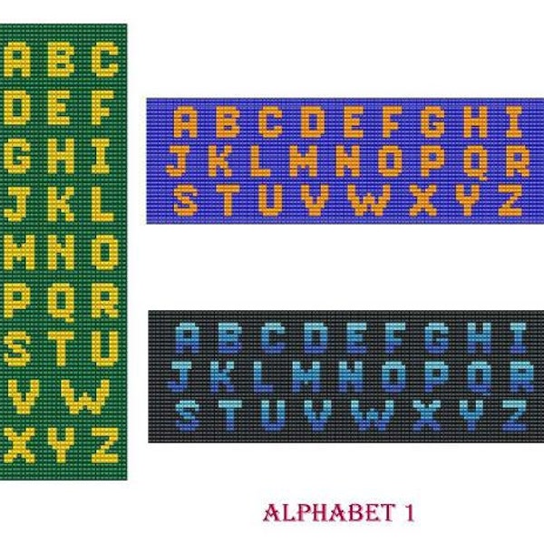 Bead Loom Bracelet Alphabet 5 Designs All Letters Alphabets Bracelet Pattern Chart PDF