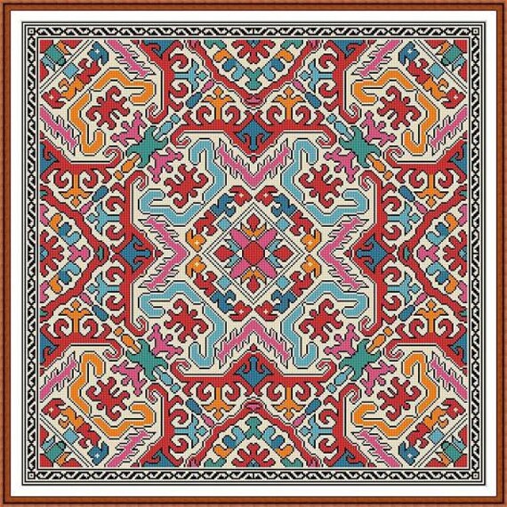 Antique Rug Square Design 3 Large Rug Adaptation Counted Cross | Etsy