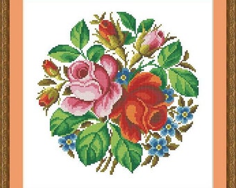 Berlin Woolwork Roses Bouquet 4 and/or Antique Bouquet 5 Cross Stitch PDF Patterns