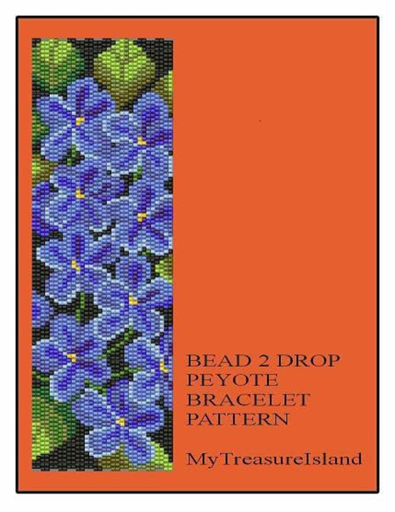 Bead Loom or 2 Drop Peyote Bracelet Floral Violets Pattern PDF Etsy