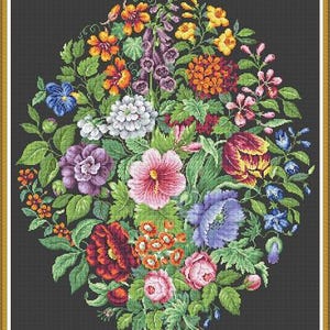 May include: A colorful floral arrangement with a variety of flowers, including pink, purple, red, yellow, and blue flowers. The flowers are arranged in a circular pattern and are surrounded by green leaves.