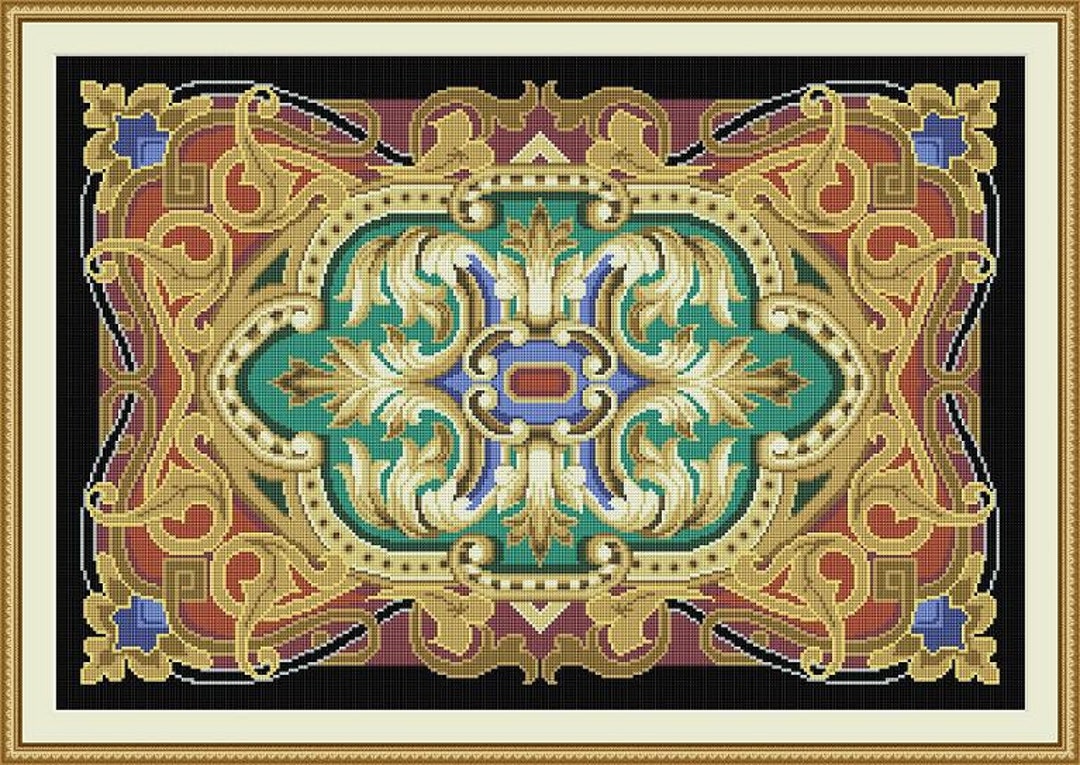 Large Antique Rug Rectangular Shape Motif 1 Berlin Woolwork Adaptation ...