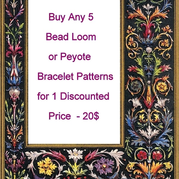 5 Bead Loom Peyote Bracelet Motifs PDF pour UN Prix Réduit 20 dollars ou 3 n’importe quel motif Bead Loom Peyotl pour 12 Dollars