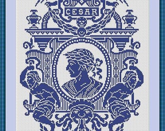 Julius Caesar Monochrome Counted Cross Stitch/Filet Crochet Pattern PDF