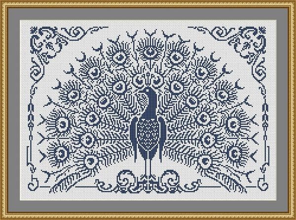Peacock-Rug-free cross-stitch design - Free Cross-stitch patterns