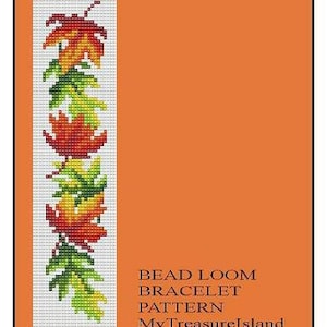 Bead Loom OR Peyote Maple Leaves Border Armband Muster PDF
