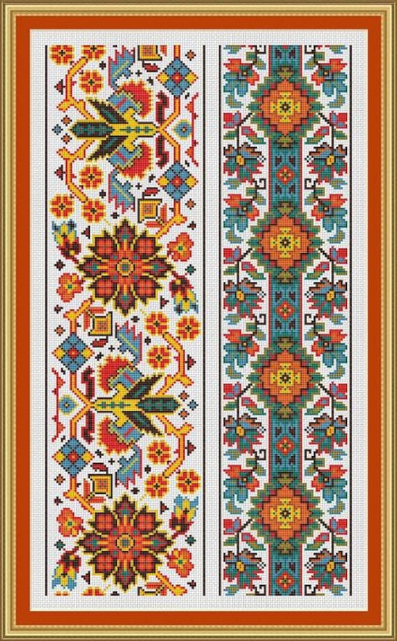 Cross Stitch Pattern Sampler Vintage Borders Repeating Motif Etsy