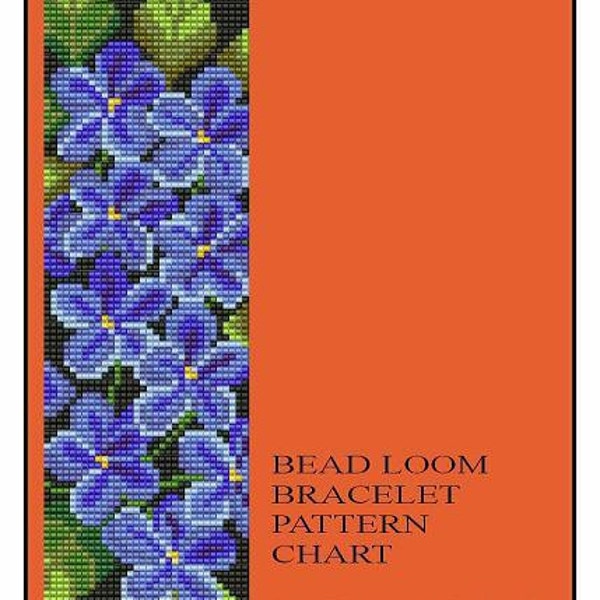Bead Loom or 2 Drop Peyote Bracelet Floral Violets Pattern PDF
