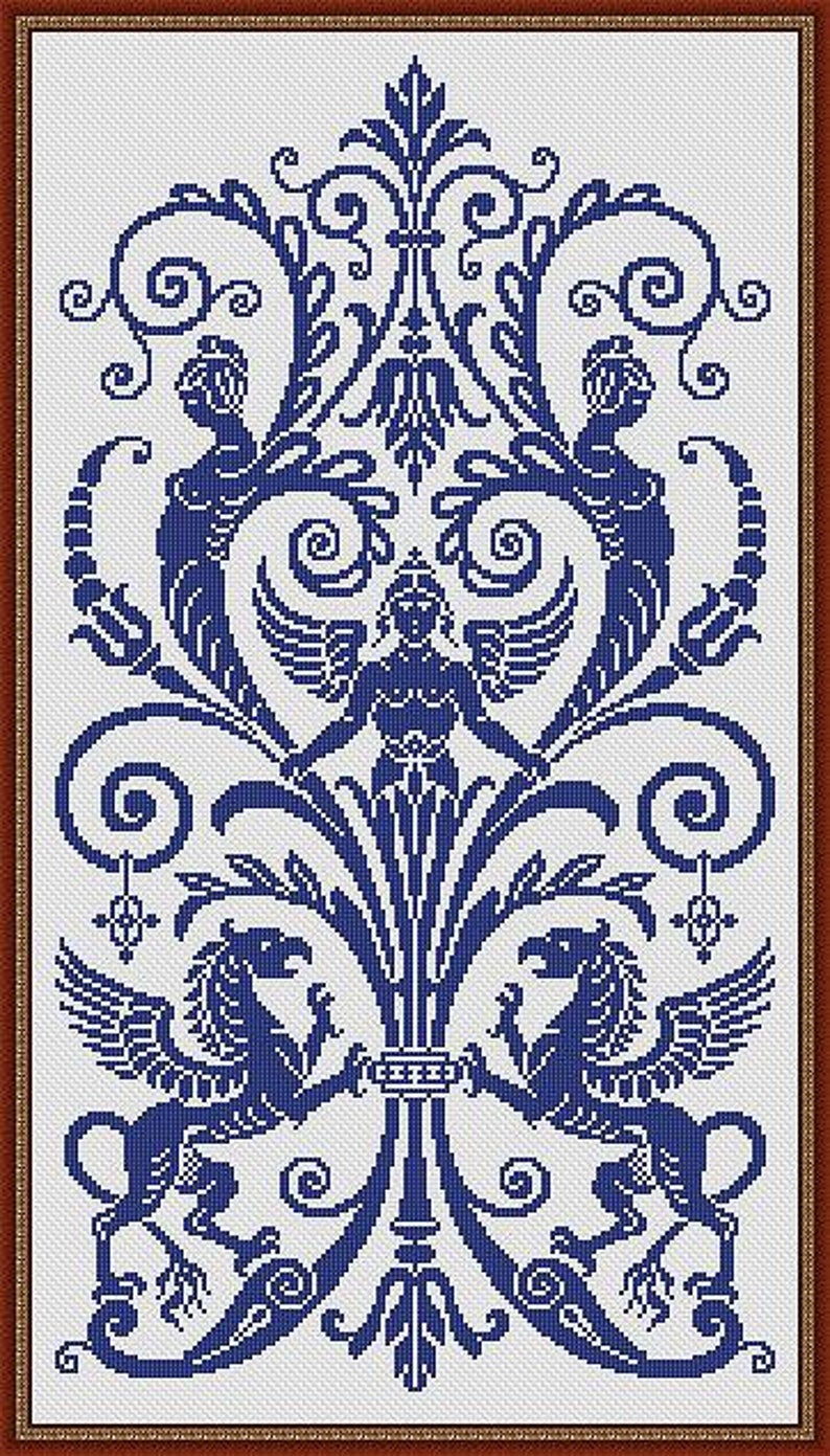 Antique Scene 3 Monochrome Counted Cross Stitch Pattern PDF Etsy