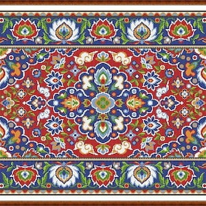 Oriental Vintage Floral Rug 1 Adaptation Large Rug Large Tapestry Counted Cross Stitch Pattern PDF