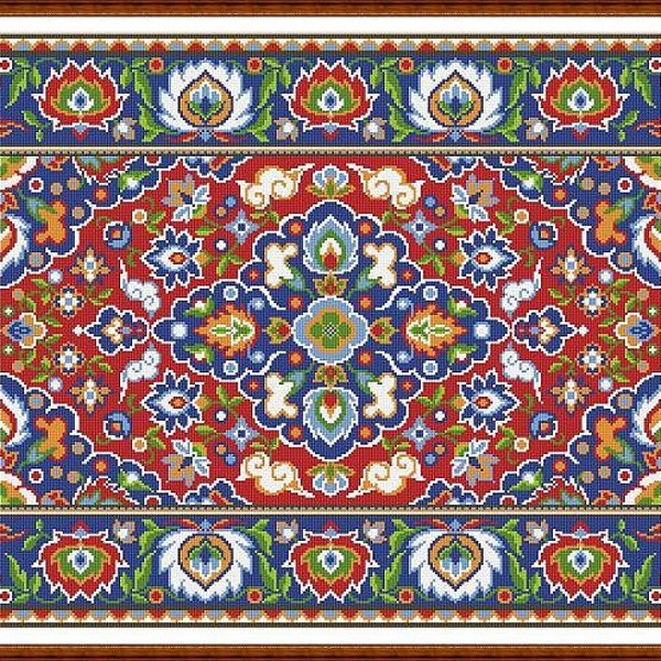 Oriental Vintage Floral Rug 1 Adaptation Large Rug Large Tapestry Counted Cross Stitch Pattern PDF