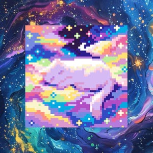 Traum einer weichen Traum Katze Fuse Bead Patterns Bundle (Large+ 104x104 + Groß 52x52) | Digitaler Download Bügelperlen PDF
