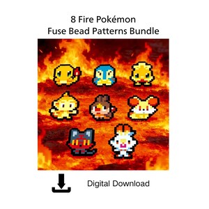 8 Fire Pokémon mini Fuse Bead Patterns Bundle Perler Bead Patterns Hama Beads Dilation Bead fine motor activity craft gift idea