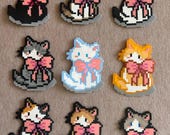 9 Bow cat Fuse Bead Patterns Bundle Template Perler Nabbi Hama artkal bead craft gift idea fine motor activity keychain fridge magnet