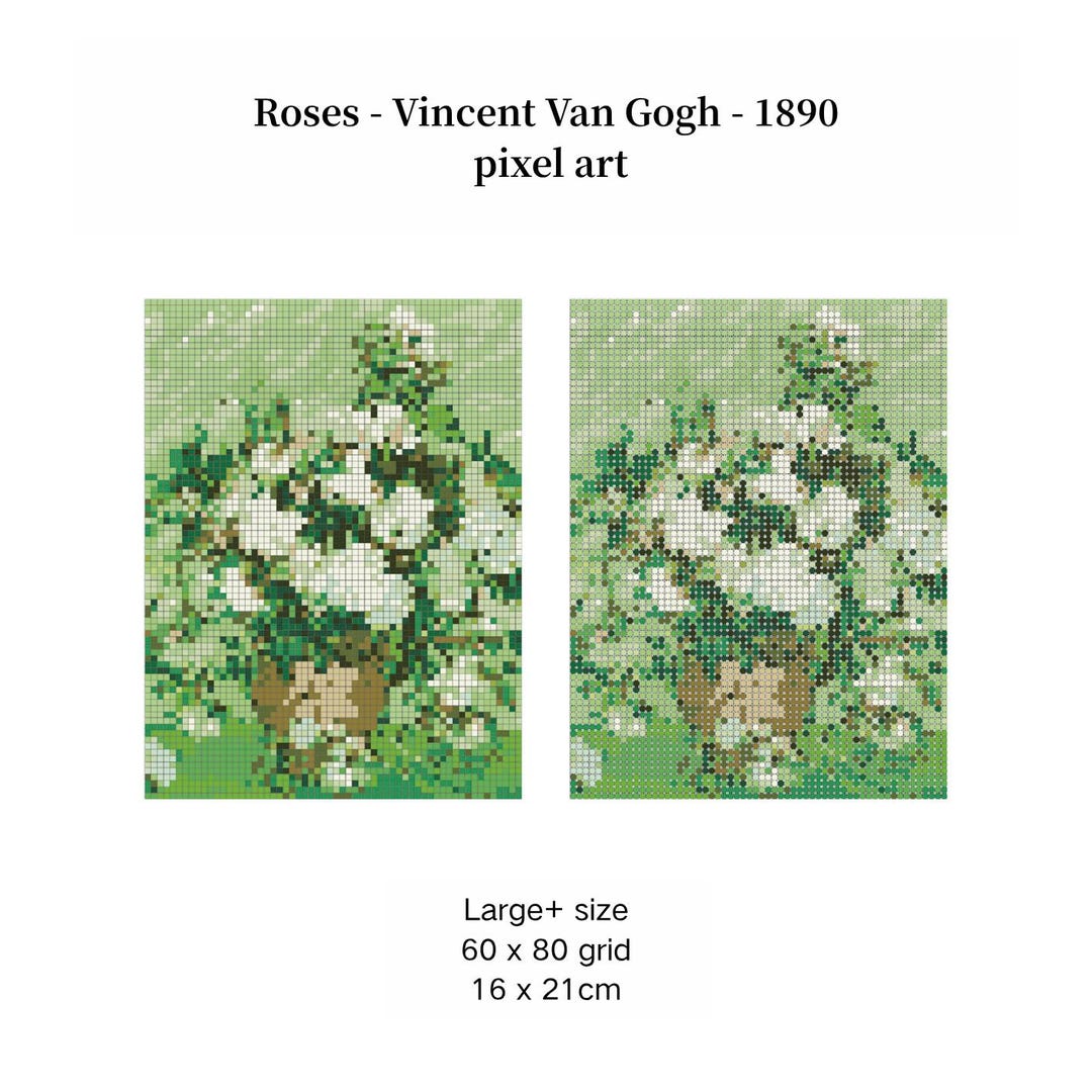 Roses - Vincent Van Gogh - 1890 Pixel Art Fuse Bead Patterns Perler ...