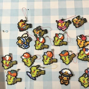 16 Cute Pikachu Fuse Bead Patterns Bundle Perler Bead Patterns Hama Beads Dilation Bead fine motor activity artkal bead template craft
