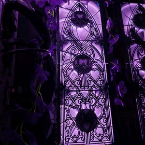 Ornate Heart Cathedral PC Fan Grill - Gothic Stained Glass Style Computer 360mm Fan Cover - 3D Printed Stained Glass PC - Gamer Girl Gift