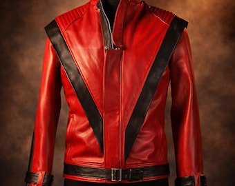 80s Thriller Inspired Red Leather Jacket | Pop Concert Cosplay Costume