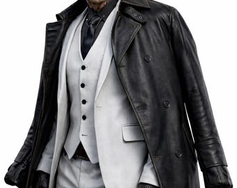 Men ZenoLeather Coat – Inspired Resident Evil Requiem Cosplay Villain Jacket Coat